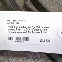 Training Martingale *gc/fair, clean, older, v.stiff, v.dry, creases, film, xholes, repaired
