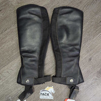 Leather Half Chaps, Back Zip *gc, clean & dirty, faded, stretched & puckeredelastic, threads
