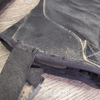 Leather Half Chaps, Back Zip *gc, clean & dirty, faded, stretched & puckeredelastic, threads
