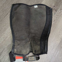 Leather Half Chaps, Back Zip *gc, clean & dirty, faded, stretched & puckeredelastic, threads
