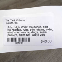 High Waist Breeches, side zip *gc/fair, rubs, pills, stains, older, unstitched seams, dingy, seam puckers, older
