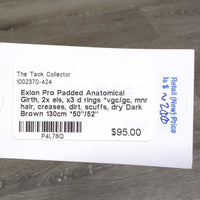 Padded Anatomical Girth, 2x els, x3 d rings *vgc/gc, mnr hair, creases, dirt, scuffs, dry
