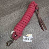 Stiff Nylon Lead Rope, leather tassle end *gc/fair, rubs, stains, chews, rust

