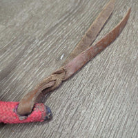 Stiff Nylon Lead Rope, leather tassle end *gc/fair, rubs, stains, chews, rust
