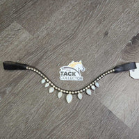 Leather Browband, bling *like new, bent bling clasps
