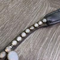 Leather Browband, bling *like new, bent bling clasps
