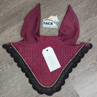 Crochet Ear Bonnet Fly Veil, 2x piping, 3x bling *gc, dirty, faded, snags, stains, hair, older?
