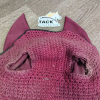 Crochet Ear Bonnet Fly Veil, 2x piping, 3x bling *gc, dirty, faded, snags, stains, hair, older?
