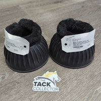 Pr Rubber Ribbed Bell Boots, velcro, fleece top *vgc, clean, mnr faded, scratches hairy & stains
