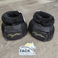 Pr Rubber Ribbed Bell Boots, velcro, fleece top *vgc, clean, mnr faded, scratches hairy & stains
