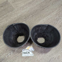 Pr Rubber Ribbed Bell Boots, velcro, fleece top *vgc, clean, mnr faded, scratches hairy & stains
