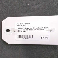 1 ONLY Neoprene Open Front Boot Liner, velcro Back *xc/like new

