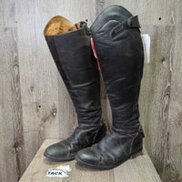 Dress Boots, zips *fair/gc, v.run down heels, v.stretched elastic, scuffs, scratches, stiff/pulling zip-R, dirt
