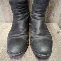 Dress Boots, zips *fair/gc, v.run down heels, v.stretched elastic, scuffs, scratches, stiff/pulling zip-R, dirt

