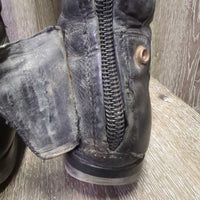 Dress Boots, zips *fair/gc, v.run down heels, v.stretched elastic, scuffs, scratches, stiff/pulling zip-R, dirt
