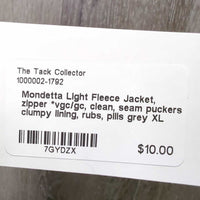 Light Fleece Jacket, zipper *vgc/gc, clean, seam puckers, clumpy lining, rubs, pills
