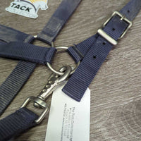 Nylon Halter, adj, snap "staldeark" *gc, dirty, faded, stains, rubs, frays
