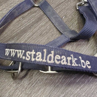 Nylon Halter, adj, snap "staldeark" *gc, dirty, faded, stains, rubs, frays
