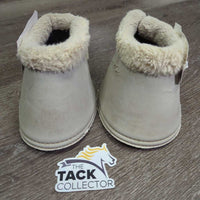 Wrap Around Bell Boots, velcro, Fleece Tops *gc/fair, clean, dingy, peeling, rubs, pills, holes, cracks, stains, No Brand Button
