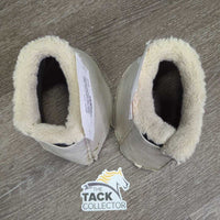 Wrap Around Bell Boots, velcro, Fleece Tops *gc/fair, clean, dingy, peeling, rubs, pills, holes, cracks, stains, No Brand Button
