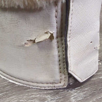 Wrap Around Bell Boots, velcro, Fleece Tops *gc/fair, clean, dingy, peeling, rubs, pills, holes, cracks, stains, No Brand Button
