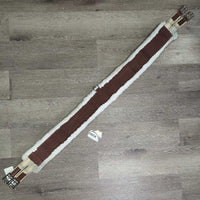 Nylon Web & Fleece Girth, x2 els, D Ring *gc, clean, stains, stretched & popped els, clumpy, thin edges
