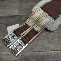 Nylon Web & Fleece Girth, x2 els, D Ring *gc, clean, stains, stretched & popped els, clumpy, thin edges
