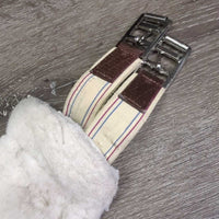 Nylon Web & Fleece Girth, x2 els, D Ring *gc, clean, stains, stretched & popped els, clumpy, thin edges
