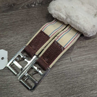 Nylon Web & Fleece Girth, x2 els, D Ring *gc, clean, stains, stretched & popped els, clumpy, thin edges
