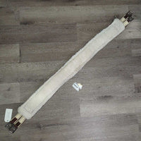 Nylon Web & Fleece Girth, x2 els, D Ring *gc, clean, stains, stretched & popped els, clumpy, thin edges
