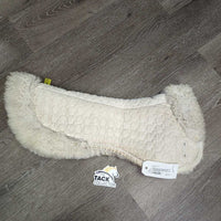 Quilt & Sheepskin Half Pad, Rolled Edge *gc, clean, thin & v.clumpy, stains, older, dingy
