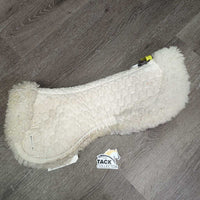 Quilt & Sheepskin Half Pad, Rolled Edge *gc, clean, thin & v.clumpy, stains, older, dingy
