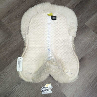 Quilt & Sheepskin Half Pad, Rolled Edge *gc, clean, thin & v.clumpy, stains, older, dingy
