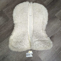 Quilt & Sheepskin Half Pad, Rolled Edge *gc, clean, thin & v.clumpy, stains, older, dingy
