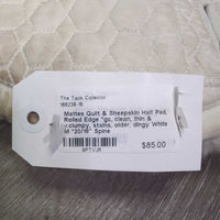 Quilt & Sheepskin Half Pad, Rolled Edge *gc, clean, thin & v.clumpy, stains, older, dingy
