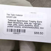 Euro Seat Breeches, side zip *vgc/gc, rubs, pills, seam puckers, seat: pulled seams, stretched/pulled, mnr faded & hairy velcro
