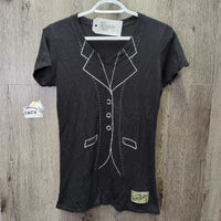 SS T Shirt "Show Jacket & Number" print *gc, clean, wrinkles, mnr faded, hairy, NO tag, cracking art
