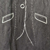SS T Shirt "Show Jacket & Number" print *gc, clean, wrinkles, mnr faded, hairy, NO tag, cracking art

