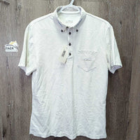 MENS SS Show Shirt, 1/4 Button Up *vgc, crinkled collar, dingy, seam puckers
