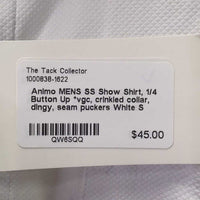 MENS SS Show Shirt, 1/4 Button Up *vgc, crinkled collar, dingy, seam puckers
