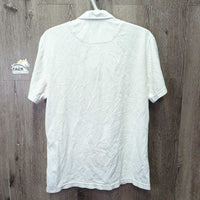 MENS SS Show Shirt, 1/4 Button Up *vgc, crinkled collar, dingy, seam puckers
