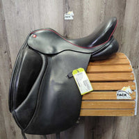 17.5" Adj *Red/Wide Gullet In Hastilow Concept Dressage Saddle, Mint Loxley Cover, 4 extra Gullets: Green/Narrow, Blue/MedWide, Black/Med & Burg/Wide, Large Front Blocks, Wool Flocking, Front & Rear Gusset Panels, Flaps: 17"L x 12.5"W Serial #: 2014 5229

