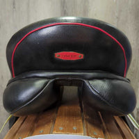 17.5" Adj *Red/Wide Gullet In Hastilow Concept Dressage Saddle, Mint Loxley Cover, 4 extra Gullets: Green/Narrow, Blue/MedWide, Black/Med & Burg/Wide, Large Front Blocks, Wool Flocking, Front & Rear Gusset Panels, Flaps: 17"L x 12.5"W Serial #: 2014 5229
