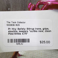 Pr Hvy Safety Stirrup Irons, grips, elastics, keepers *xc/like new, clean
