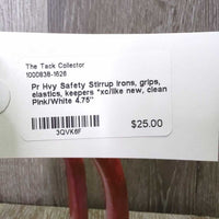 Pr Hvy Safety Stirrup Irons, grips, elastics, keepers *xc/like new, clean
