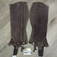 Hvy Suede Half Chaps *vgc, mnr dirt, rubs, stains & fading
