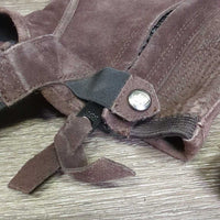 Hvy Suede Half Chaps *vgc, mnr dirt, rubs, stains & fading
