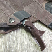 Hvy Suede Half Chaps *vgc, mnr dirt, rubs, stains & fading
