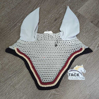 Crochet Ear Bonnet Fly Veil, Charm, 2x Piping, tag *new
