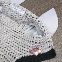Crochet Ear Bonnet Fly Veil, Charm, 2x Piping, tag *new
